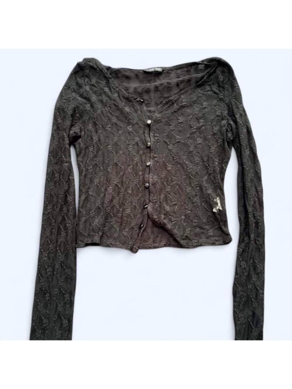 SHEIN Black lace long sleeve top with button up front